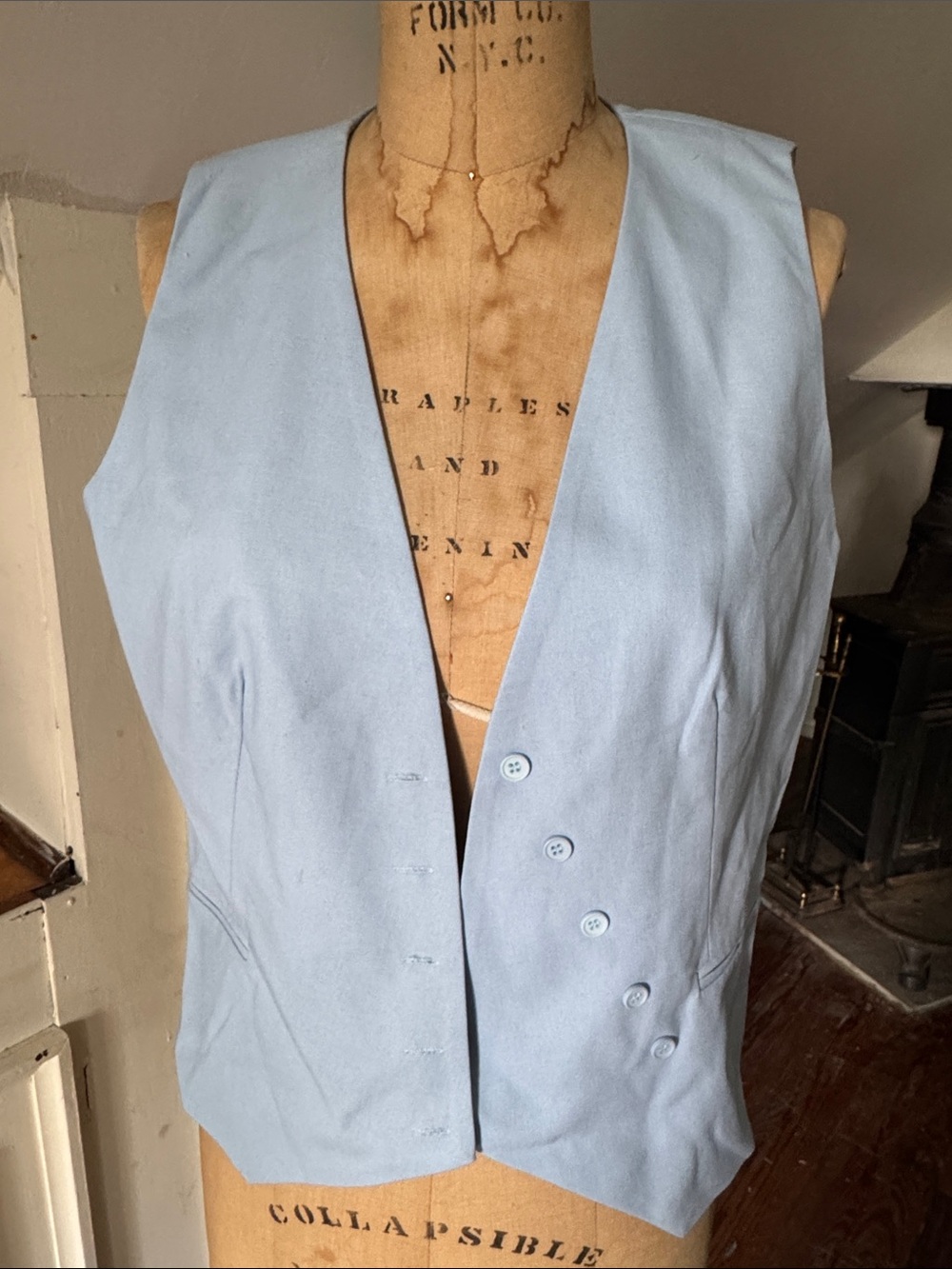 Cider Light Blue Double-Breasted Tailored Vest